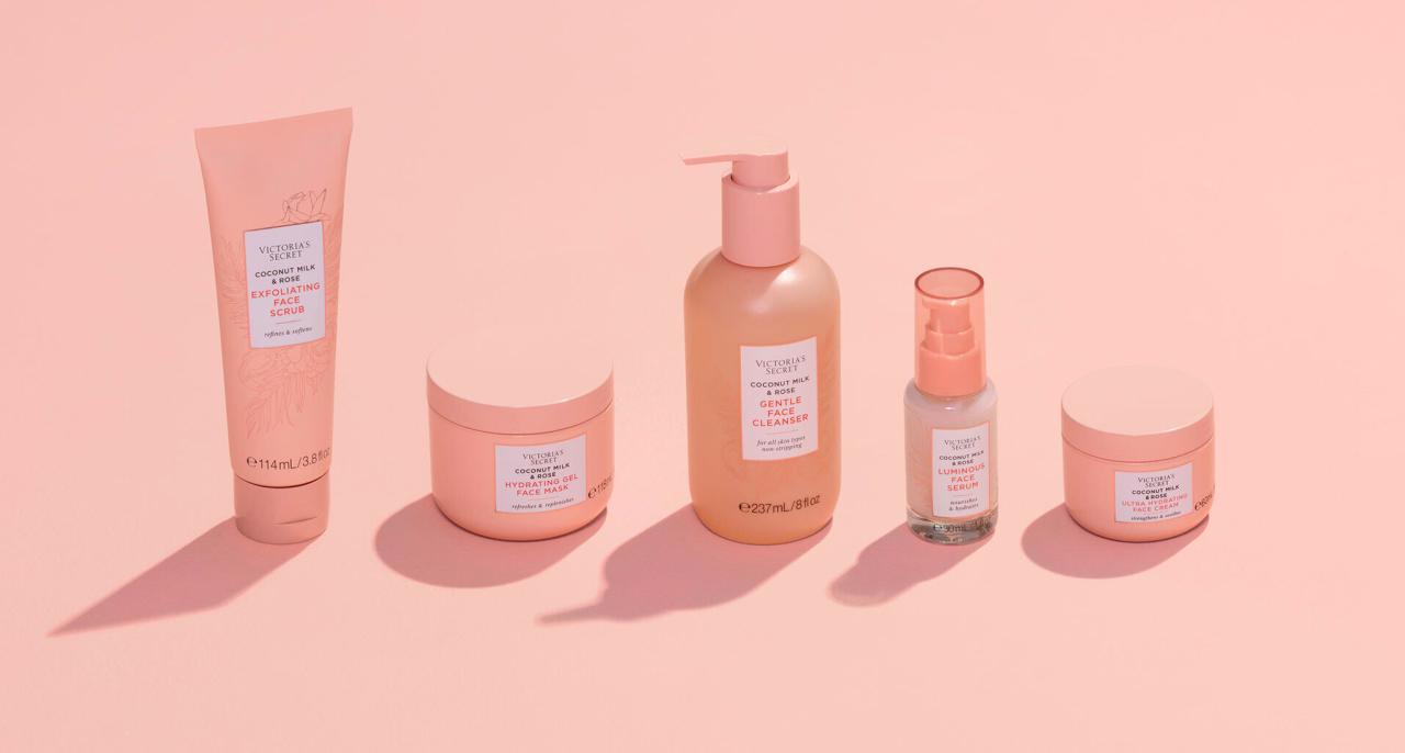 victoria's secret skincare launch products pink bottles